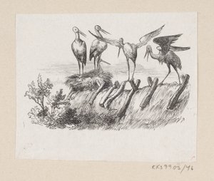 Illustration til "Storkene" i H.C. Andersen, "Eventyr og Historier", Bind 1 af H.P. Hansen