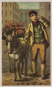 Costermonger (farve litho) af H.W. (after) Petherick