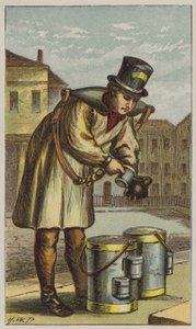 Milkman (farve litho) af H.W. (after) Petherick