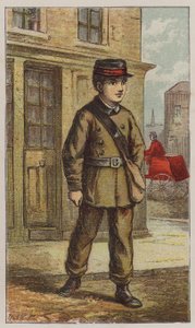 Telegraph Boy (farve litho) af H.W. (after) Petherick