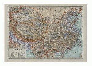 Kort over Kina, c1910 af HW Cribb