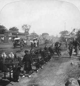 Kinesisk begravelsesoptog, der bærer mad til den afdøde ånd, Peking Beijing, Kina, 1901