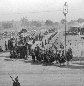Maharajaer runder Jumma Muisjid, Delhi, Indien, 1913.