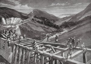 Dæmningen i Marib (litografi) af H. M. (after) Burton