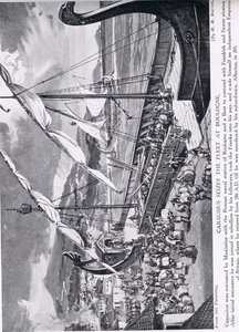 Carausius griber flåden ved Boulogne, illustration fra 