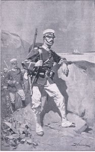 En japansk soldat (litho) af H. M. Koekkoch