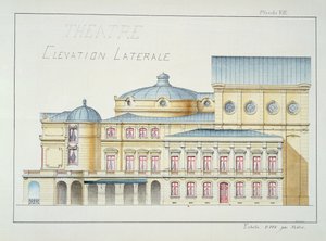 Lateral Elevation of a Theatre, plade VII fra en folio af design, c.1870