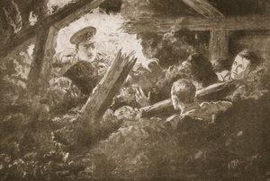Sekondløjtnant C.F.H. Calvert graver og redder to mænd fra et minegalleri, der var faldet ind af H. Ripperger