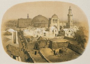 Den Hellige Gravs Kirke i Jerusalem. Radering af Stelzner - Steinkopk J.F. Editore af H. Stelzner