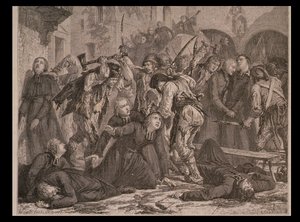 Præsternes massakr i september 1792, indgraveret af Charles Maurand
