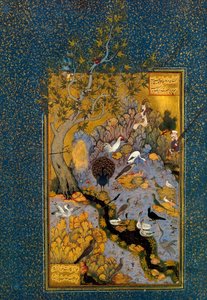 Folio fra Mantiq al-Tayr Fuglenes sprog, af Attar, c1600. af Habib Allah