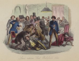 Illustration til Lewis Arundel eller The Railroad of Life af Frank E Smedley (farvet gravering) af after Hablot Knight Browne