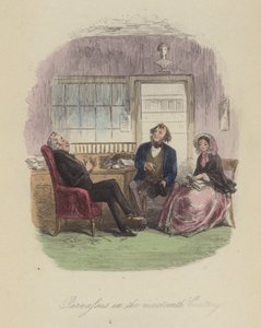 Illustration til Lewis Arundel eller The Railroad of Life af Frank E Smedley (farvet gravering) af after Hablot Knight Browne
