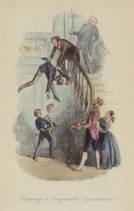 Illustration til Lewis Arundel eller The Railroad of Life af Frank E Smedley (farvet gravering) af after Hablot Knight Browne