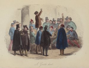 Illustration til Lewis Arundel eller The Railroad of Life af Frank E Smedley (farvet gravering) af after Hablot Knight Browne