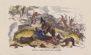 Robinson Crusoe redder spanieren (farvet gravering) af after Hablot Knight Browne