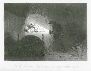 Londons gader: Nathaniel Crosier, Esq, tilbringer en meget urolig nat (gravering)