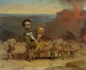 En karikatur af Edward Bulwer Lytton (1803-1873) af Hablot Knight Browne