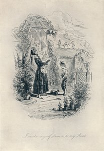 Jeg gør mig kendt for min tante. Radering fra David Copperfield, c1840-1880, 1923 af Hablot Knight Browne