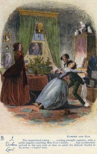 I Dickens Land - Dombey og søn postkort, ca. 1907 af Hablot Knight Browne