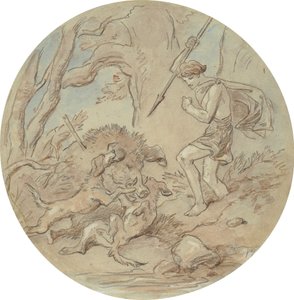 Et af atten designs til en serie af plader, der illustrerer Venus og Adonis af Hablot Knight Browne