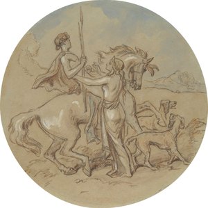 Et af atten designs til en serie af plader, der illustrerer Venus og Adonis af Hablot Knight Browne
