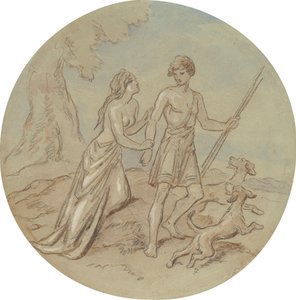 Et af atten designs til en serie af plader, der illustrerer Venus og Adonis af Hablot Knight Browne