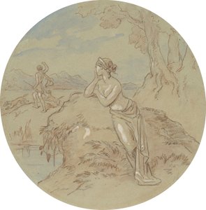 Et af atten designs til en serie af plader, der illustrerer Venus og Adonis af Hablot Knight Browne