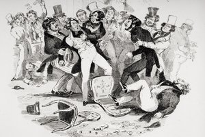Det sidste slagsmål mellem Sir Mulberry og hans elev, illustration fra 