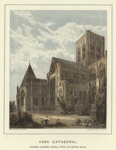 York Cathedral, nordlige tværskib, centraltårn og kapitelhus af Hablot Knight Browne