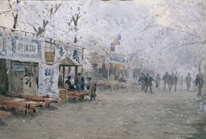 Cherry Blossom Festival, ca. 1903 (akvarel på råhvidt papir) af Hachir Nakagawa