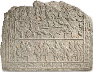 Sjældent stort gravrelief