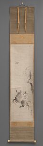 Bull and Rider, begyndelsen af det 17.-slutningen af det 19. århundrede (Hængende rulle: blæk på papir) af Hanabusa Itcho