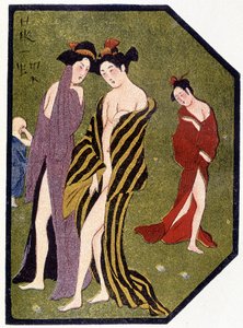 Unge japanske kvinder forlader badet - i "" japansk dukke"" af Félicien Champsaur, ill. Hanafusa Itcho, Paris