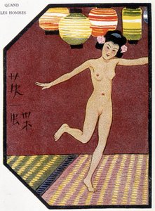 Ung japansk nøgendans - i "" japansk dukke"" af Félicien Champsaur, ill. Hanafusa Itcho, Paris