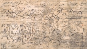 Slagscene, slutningen af det 17.-begyndelsen af det 18. århundrede. af Hanekawa Chincho