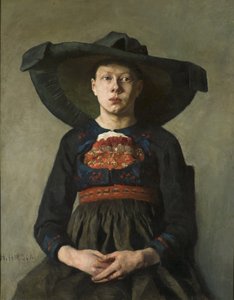 A Bavarian Peasant Girl - A Bavarian Peasant Girl, af Pauli (Hirsch-Pauli), Hanna (1864-1940). olie på lærred