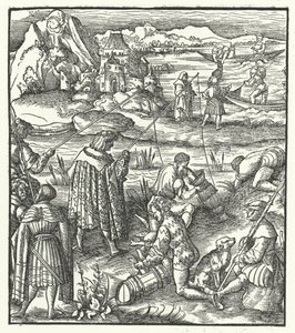 Ærkehertug Maximilian af Østrig fiskeri (gravering) af Hans (after) Burgkmair