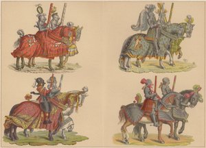Riddere til hest (farve litho) af Hans (after) Burgkmair