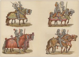 Riddere til hest (farve litho) af Hans (after) Burgkmair