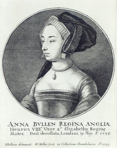 Anne Boleyn, ætset af Wenceslaus Hollar af Hans (after) Holbein the Younger