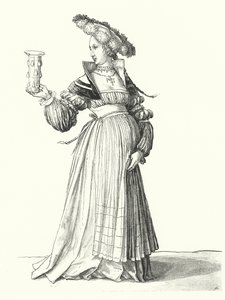 Kostume af en kvinde fra Basel (gravering) af Hans (after) Holbein the Younger
