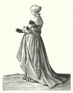 Kostume af en kvinde fra Basel (gravering) af Hans (after) Holbein the Younger