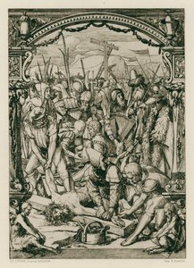 Jesus Kristus, naglet til korset (gravering) af Hans (after) Holbein the Younger