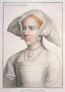 Mary Tudor (1516-58) graveret af Francesco Bartolozzi (1727-1815) (gravering) af Hans (after) Holbein the Younger