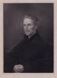 Philipp Melanchthon, tysk protestantisk reformator og samarbejdspartner med Martin Luther (gravering) af Hans (after) Holbein the Younger