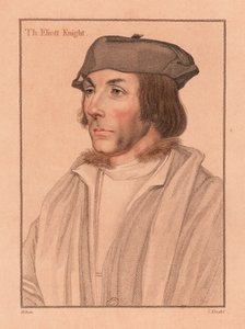 Sir Thomas Elyot, engelsk diplomat og lærd., 1812 (gravering) af Hans (after) Holbein the Younger