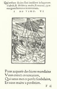 Sømanden i en storm (gravering) af Hans (after) Holbein the Younger