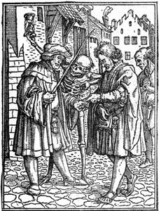 Hans Holbein den Yngres falske død (1497-1543): advokaten (stik) af Hans (after) Holbein the Younger