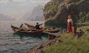 Hverdagen i fjordene (olie på lærred)